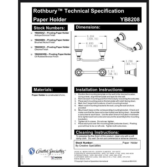 Moen Model: YB8208BN Rothbury Brushed Nickel Pivoting Toilet Paper Holder - Picture 5 of 8